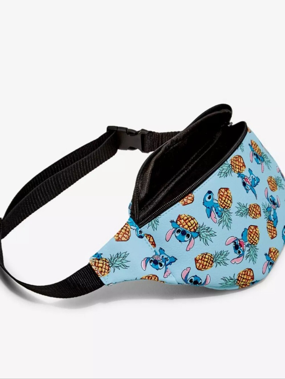 LOUNGEFLY DISNEY FANNY PACK STITCH & PINEAPPLES Tiki Zipper Adjustable - Picture 2 of 11